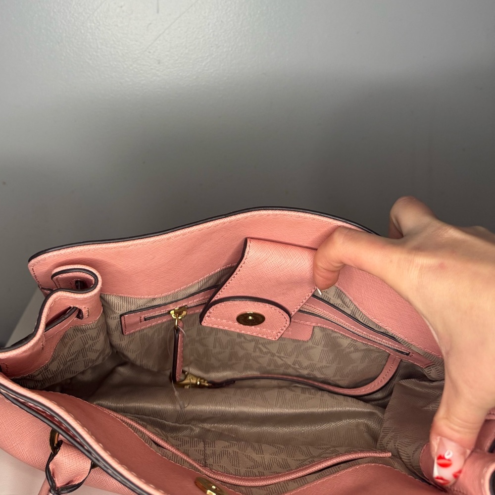 Michael Kors Coral Pink Saffiano Satchel with Gold Hardware - Picture 5 of 5